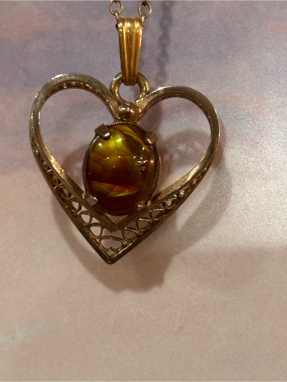 Vintage gold fire agate necklace